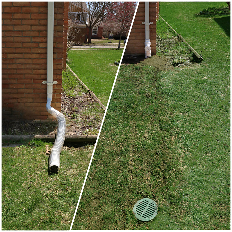 Underground Downspout Gutter Extension in Michigan